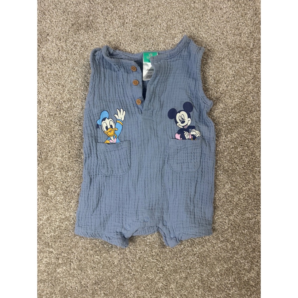 Disney Baby Mickey Mouse Donald Duck Cotton Gauze Romper Grey 12M YGA01R2